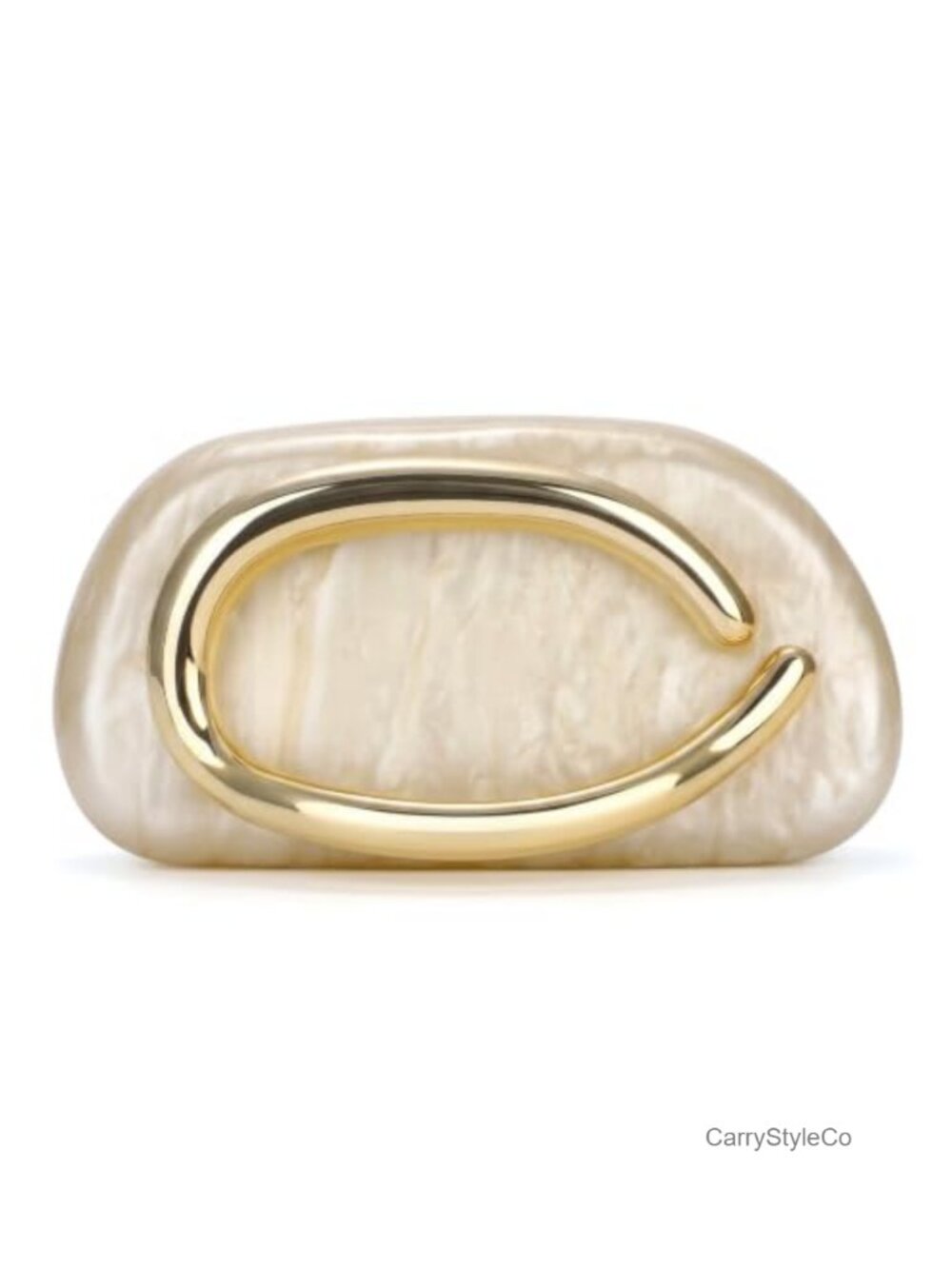 Acrylic Faux Marble Evening Clutch with Gold-Tone Handle & Chain